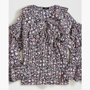 J.Crew  Ruffle crinkle chiffon top in floral flourish size medium